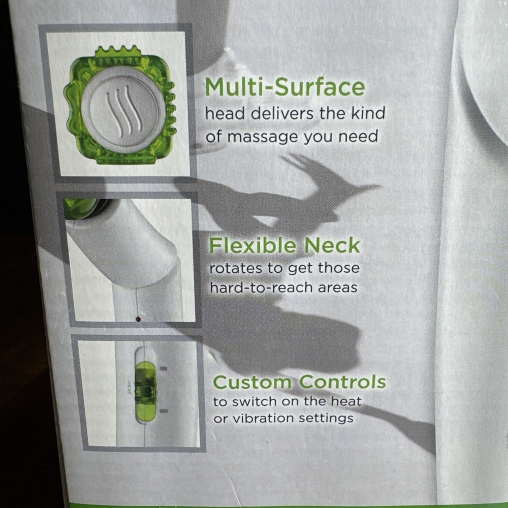 NIB Conair Sport Series Back Massager White Green Body Flex Heated Wand WM200XT - Picture 4 of 6